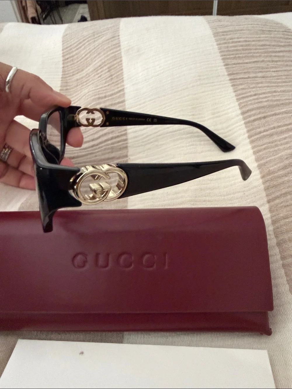 Gucci Black Sunglasses with Gold Double G Emblem